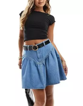 Синяя джинсовая мини-юбка с заниженной талией ASOS DESIGN