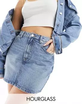 Синяя джинсовая мини-юбка с завышенной талией ASOS DESIGN Hourglass