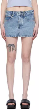 Синяя джинсовая мини-юбка со стразами Alexander Wang