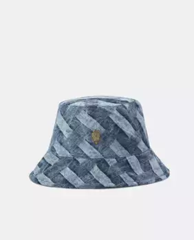 Синяя джинсовая панама в клетку Kurt Geiger, синий