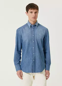 Синяя джинсовая рубашка Brunello Cucinelli