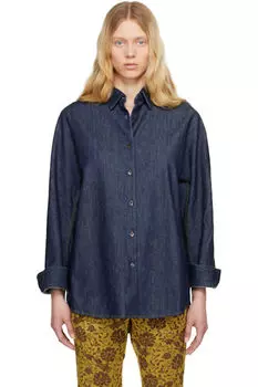 Синяя джинсовая рубашка на пуговицах Dries Van Noten