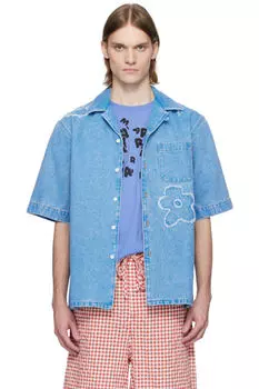 Синяя джинсовая рубашка в стиле боулинг Marni