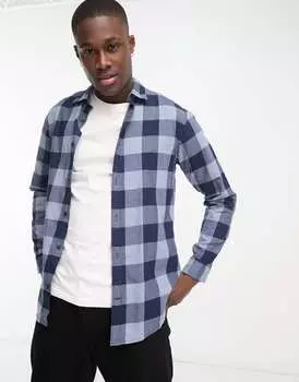 Синяя фланелевая рубашка в клетку буйволового цвета Jack & Jones Essentials