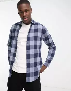 Синяя фланелевая рубашка в клетку цвета буйвола Jack & Jones Essentials
