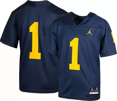 Синяя футбольная майка Jordan Youth Michigan Wolverines # 1