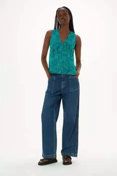 Синяя футболка без рукавов с рисунком змеиной кожи Whistles, синий