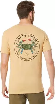 Синяя футболка Crabber Premium с короткими рукавами Salty Crew, цвет Camel