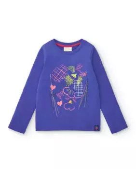 Синяя футболка для девочки с графическим принтом Tuc tuc