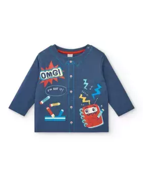 Синяя футболка для мальчика со школьным принтом Tuc tuc