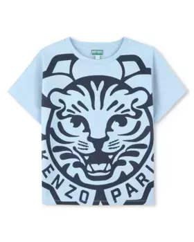 Синяя футболка из хлопка Kenzo Kids, голубой