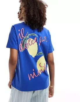 Синяя футболка классического кроя с лимонным рисунком ASOS DESIGN