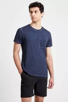 Синяя футболка морского пехотинца окрашенная после шитья French Connection, синий