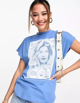 Синяя футболка Noisy May Hailey Bieber