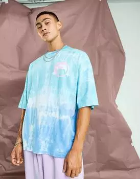 Синяя футболка оверсайз ASOS DESIGN со скейтерским принтом на груди ASOS DESIGN