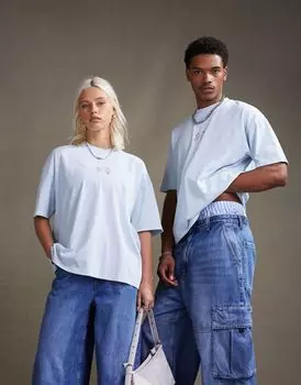 Синяя футболка оверсайз унисекс с Микки Маусом и Минни Маус ASOS DESIGN Disney