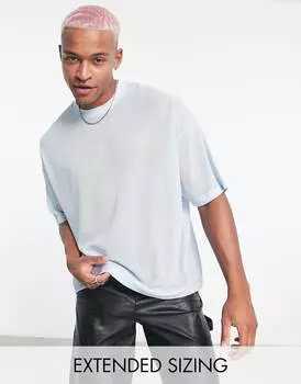 Синяя футболка оверсайз в крупную текстурную сетку ASOS DESIGN