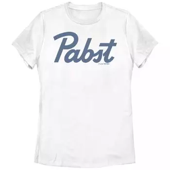 Синяя футболка Pabst с синей лентой спереди для юниоров и типографским рисунком Pabst Licensed Character