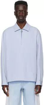 Синяя футболка-поло на молнии Solid Homme