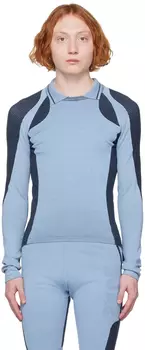 Синяя футболка-поло с отстрочкой Saul Nash