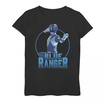 Синяя футболка Power Rangers для девочек 7–16 лет с простым портретом и рисунком Licensed Character