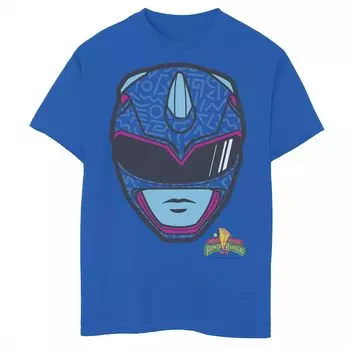 Синяя футболка Power Rangers с изображением большого лица для мальчиков 8–20 лет Licensed Character