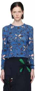 Синяя футболка с длинным рукавом с принтом J.Kim