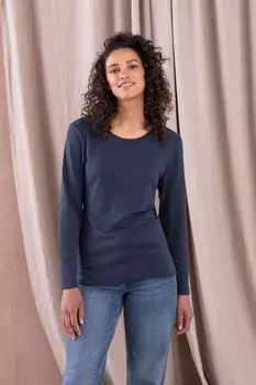 Синяя футболка с длинными рукавами из натурального хлопка Celtic & Co. , синий