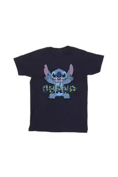 Синяя футболка с глюком «Лило и Стич Оана» Disney, темно-синий