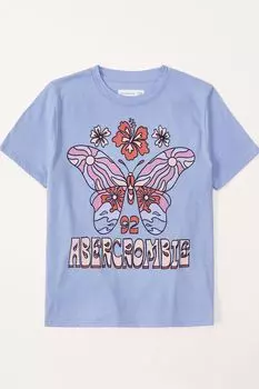 Синяя футболка с графикой Abercrombie & Fitch, синий
