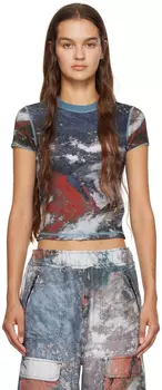 Синяя футболка с кружевом Diesel Blue