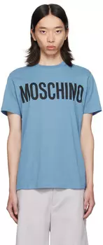 Синяя футболка с логотипом Moschino