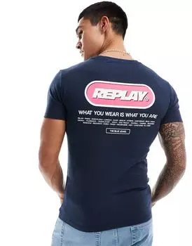 Синяя футболка с логотипом Replay