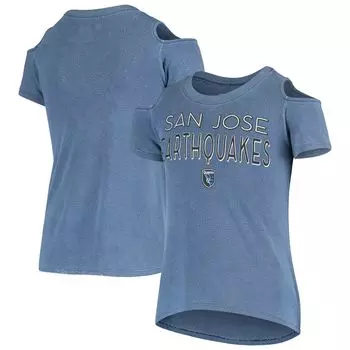 Синяя футболка с открытыми плечами для девочек и молодежи 5th & Ocean by New Era San Jose Earthquakes New Era