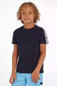 Синяя футболка с полоской Tommy Hilfiger, синий