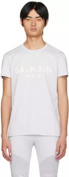Синяя футболка с принтом Balmain