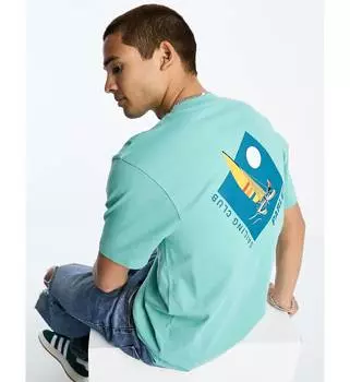 Синяя футболка с принтом на каблуке Parlez