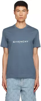 Синяя футболка с реверсом в стиле милитари Givenchy