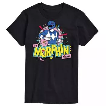 Синяя футболка с рисунком Big & Tall Power Rangers Morphin Time Licensed Character, черный