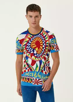 Синяя футболка с узором carretto Dolce&Gabbana