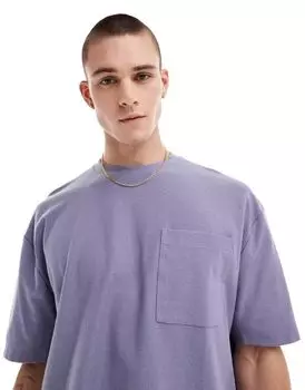 Синяя футболка свободного кроя из букле ASOS