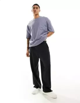 Синяя футболка свободного кроя из букле ASOS DESIGN