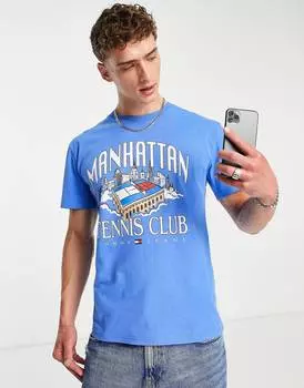 Синяя футболка Tommy Jeans из хлопка Manhattan Tennis Club - MBLUE