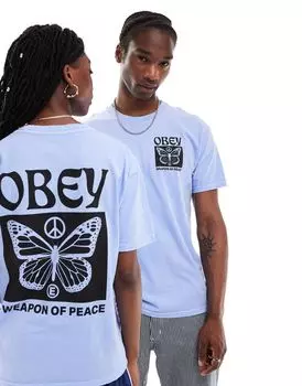 Синяя футболка унисекс с рисунком «Оружие мира» Obey