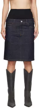 Синяя гибридная джинсовая юбка миди Coperni