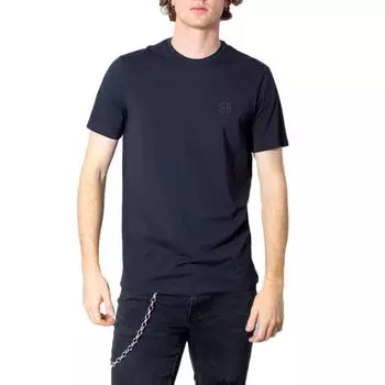 Синяя хлопковая футболка Armani Exchange