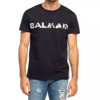 Синяя хлопковая футболка Balmain, Blue