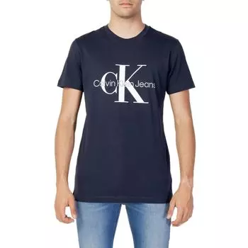 Синяя хлопковая футболка Calvin Klein Jeans