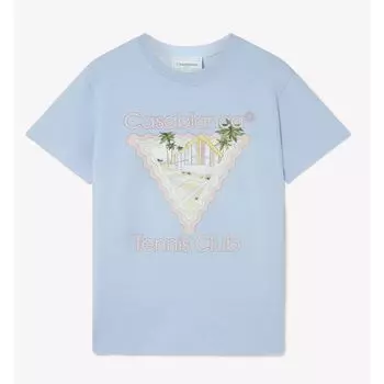 Синяя хлопковая футболка Casablanca, синий