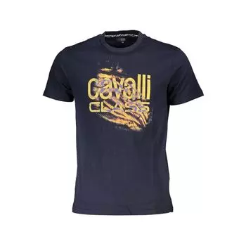 Синяя хлопковая футболка cavalli CLASS